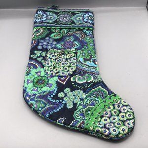 Vera Bradley Blue Rhapsody Christmas Stocking 17” W/ Jingle Bell Pocket